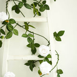 6ft | White Real Touch Artificial Rose & Leaf Flower Garland Vine