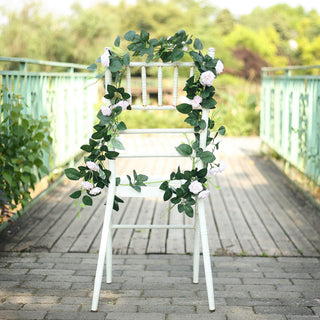 Elegant Blush Artificial Silk Roses Flower Garland Vine - Add a Touch of Natural Beauty to Your Event