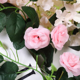 6ft | 20 Pink Artificial Silk Roses Flower Garland, Hanging Vine#whtbkgd
