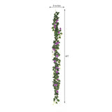 6ft | 20 Purple Artificial Silk Roses Flower Garland, Hanging Vine