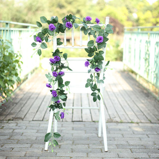 Enhance Your Event Décor with 6ft | 20 Purple Artificial Silk Roses Flower Garland