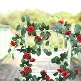 6ft | 20 Red Artificial Silk Roses Flower Garland, Hanging Vine