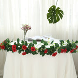 6ft | 20 Red Artificial Silk Roses Flower Garland, Hanging Vine