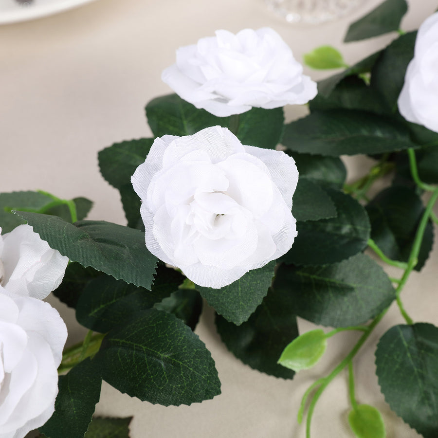6ft | 20 White Artificial Silk Roses Flower Garland, Hanging Vine#whtbkgd