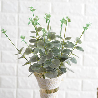 Create Stunning Wedding and Party Decor with 2 Bushes of 19" Frosted Green Artificial Eucalyptus Branch Bouquet Plants