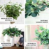 2 Bushes | 19inch Frosted Green Artificial Eucalyptus Branch Bouquet Plants