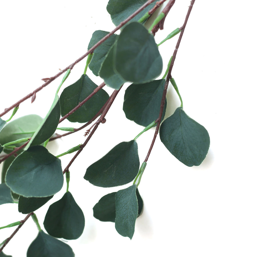 2 Bushes | 36inch Tall Artificial Eucalyptus Branches, Faux Plant Stems