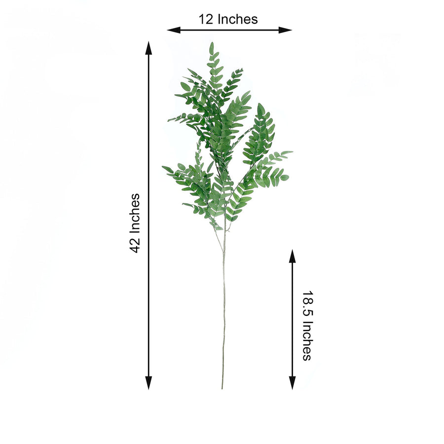 2 Bushes | 42inch Tall Light Green Artificial Silk Honey Locust Branches, Faux Plant Stem Fillers