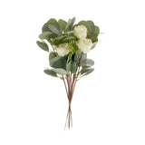 15inch Ivory Artificial Silk Rose & Eucalyptus Flower Bouquet Arrangement#whtbkgd