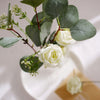 15inch Ivory Artificial Silk Rose & Eucalyptus Flower Bouquet Arrangement