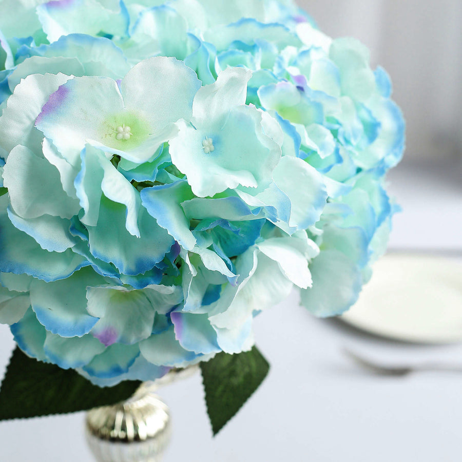 5 Bushes | Baby Blue Artificial Silk Hydrangea Flower Bouquets#whtbkgd