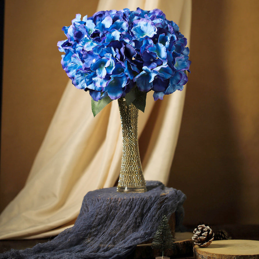 5 Bushes | Royal Blue Artificial Silk Hydrangea Flower Bouquets