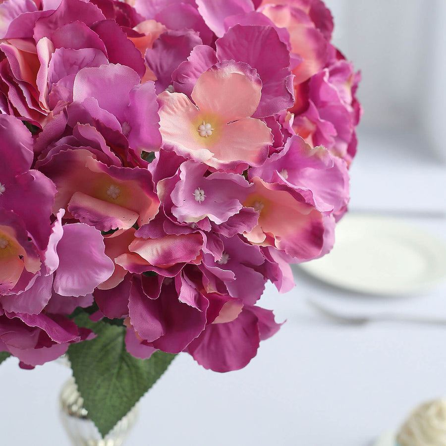 5 Bushes | Lavender Lilac / Pink Artificial Silk Hydrangea Flower Bouquets#whtbkgd