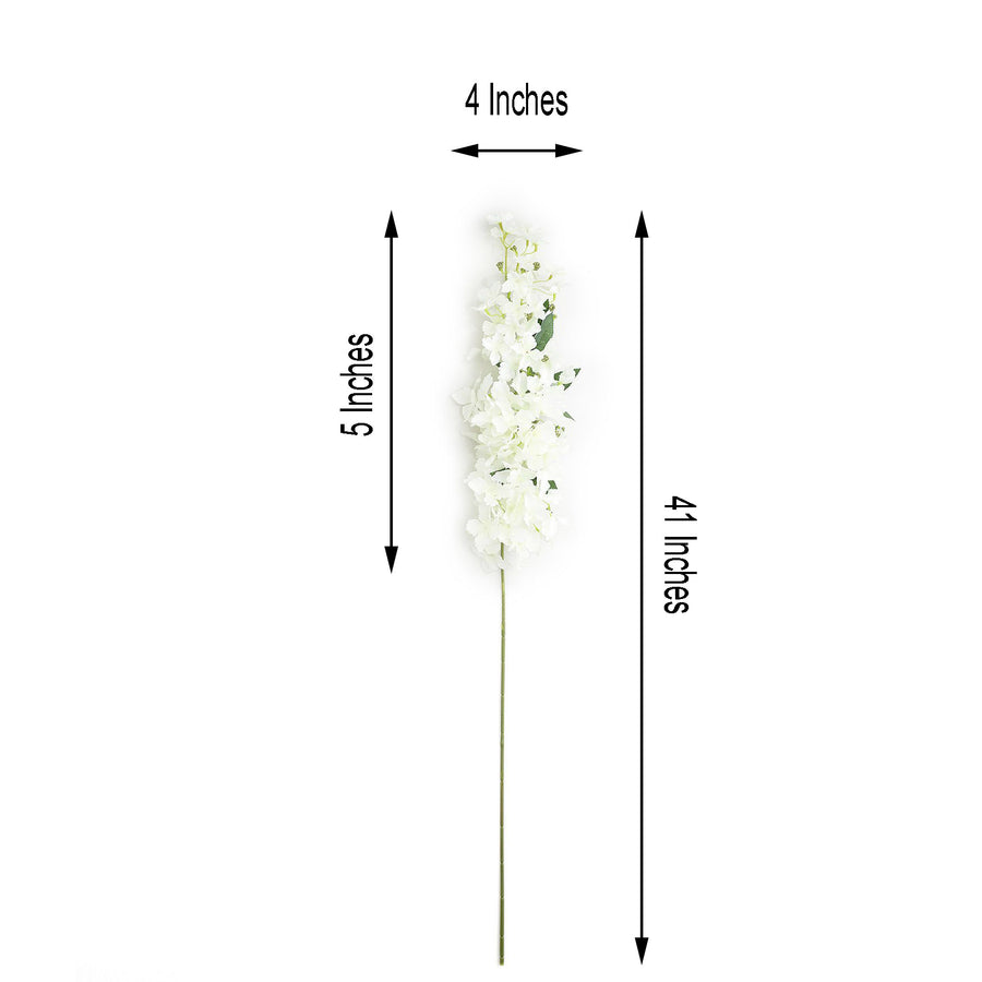 4 Stems | 41inch Tall White Artificial Silk Hydrangea Flower Branches