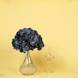 10 Flower Head & Stems | Charcoal Gray Artificial Satin Hydrangeas, DIY Arrangement