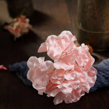 10 Flower Head & Stems | Blush/Rose Gold Artificial Satin Hydrangeas, DIY Arrangement#whtbkgd
