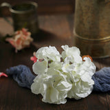 10 Flower Head & Stems | Cream Artificial Satin Hydrangeas, DIY Arrangement#whtbkgd