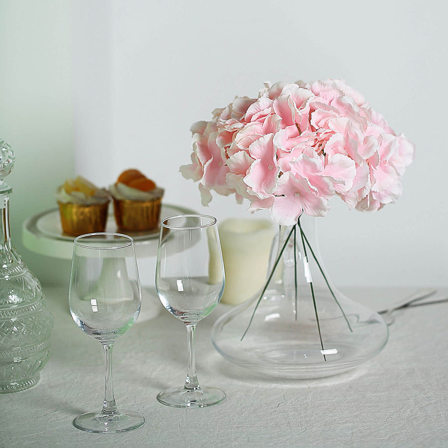 10 Flower Head & Stems | Pink Artificial Satin Hydrangeas, DIY Arrangement
