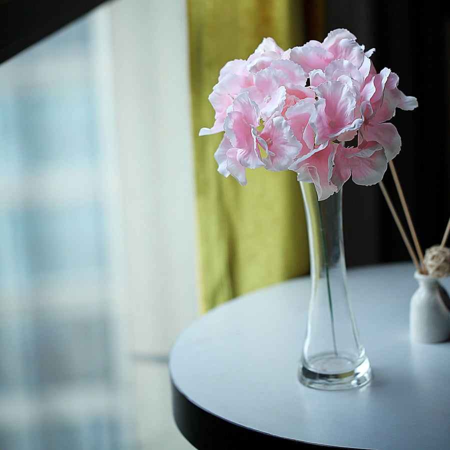 10 Flower Head & Stems | Pink Artificial Satin Hydrangeas, DIY Arrangement