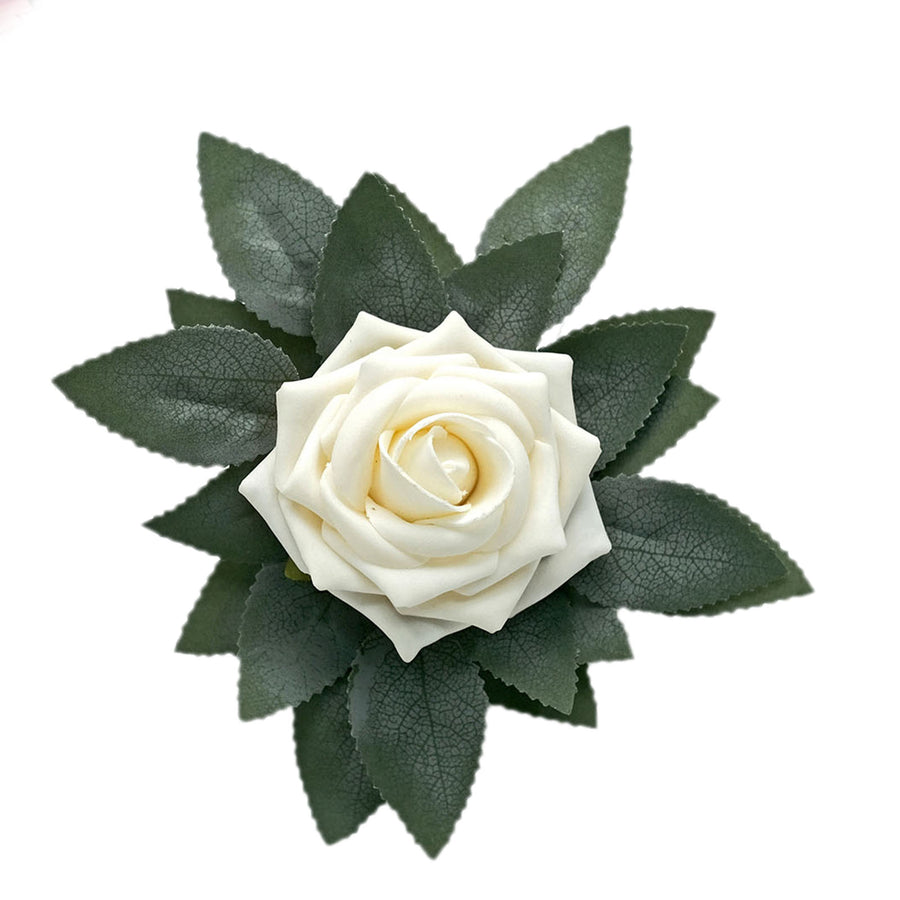 100 Pack | Frosted Green Bulk Rose Leaves Artificial Greenery Fake Rose Flower Leaves#whtbkgd