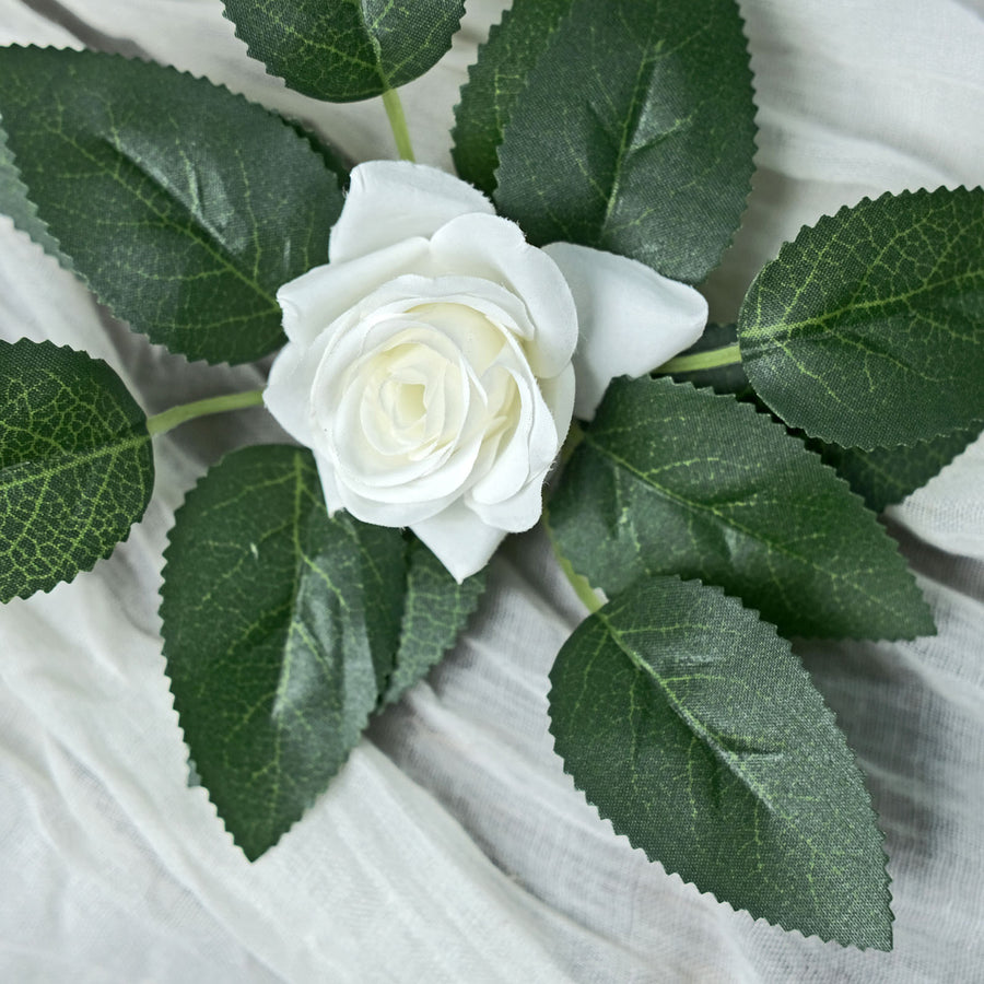 100 Pack | Green Bulk Rose Leaves Artificial Greenery Fake Rose Flower Leaves for DIY Wreath