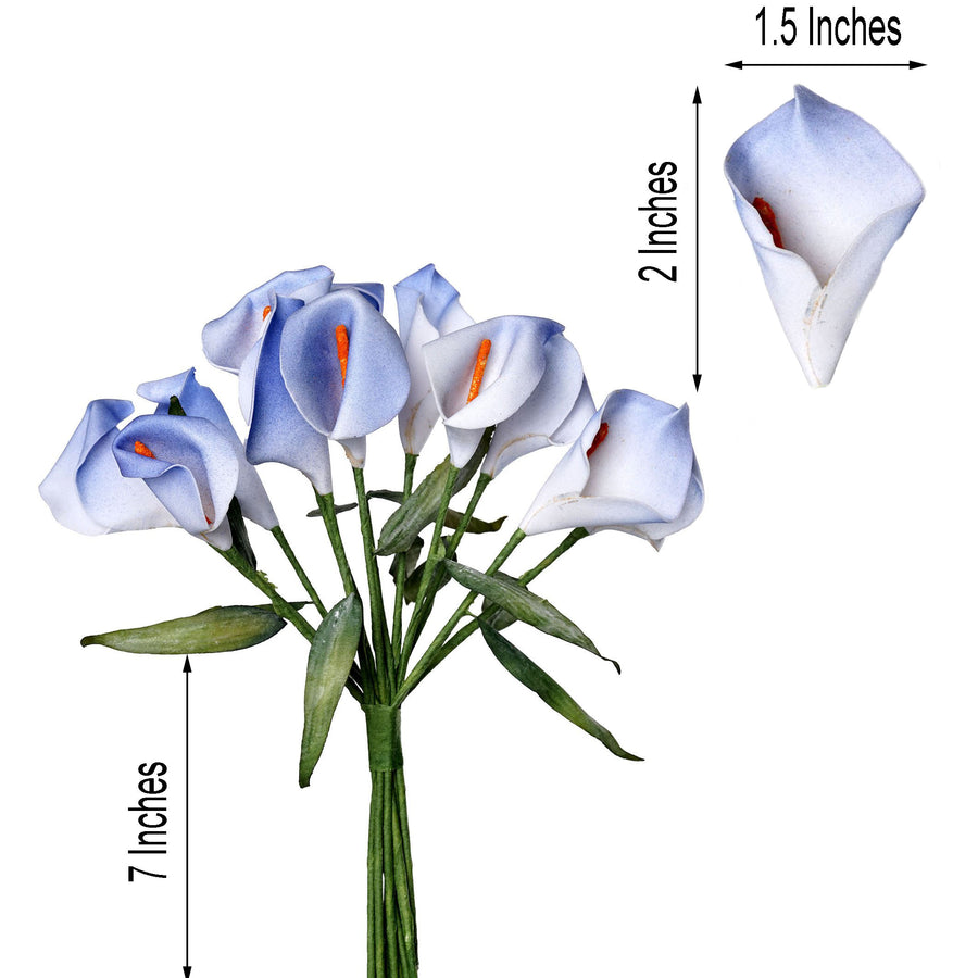 60 Stems | Mini Blue Artificial Foam Like Single Calla Lily Flowers
