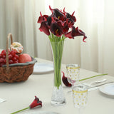 20 Stems | 14inch Burgundy Artificial Poly Foam Calla Lily Flowers