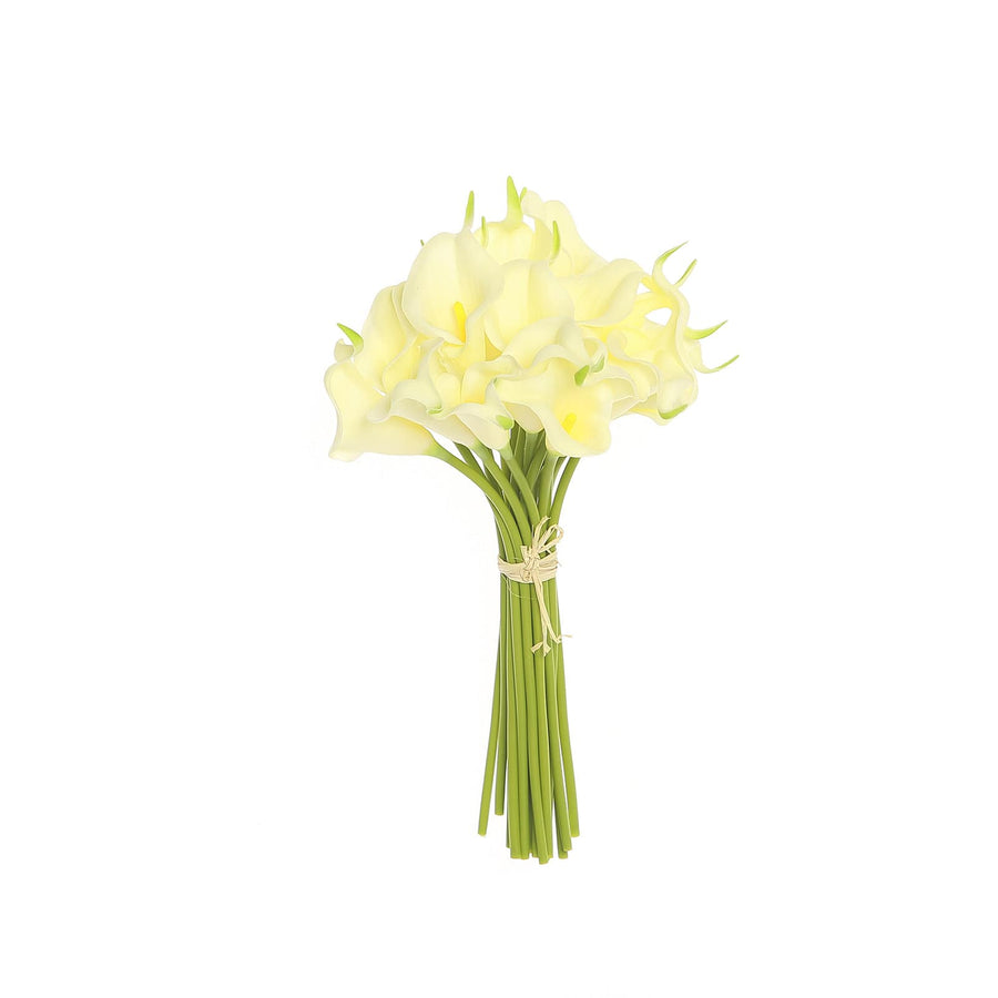 20 Stems | 14inch Ivory Artificial Poly Foam Calla Lily Flowers
