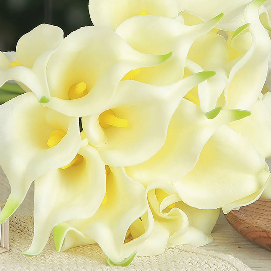 20 Stems | 14inch Ivory Artificial Poly Foam Calla Lily Flowers#whtbkgd