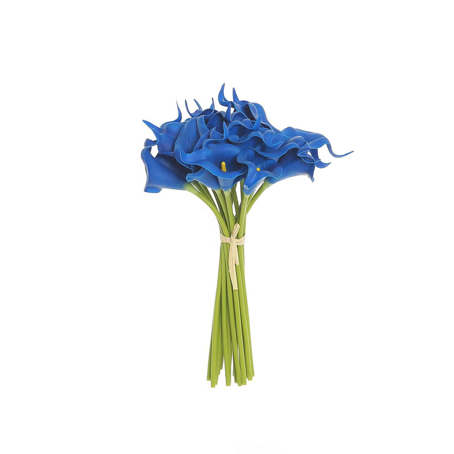 20 Stems | 14inch Royal Blue Artificial Poly Foam Calla Lily Flowers