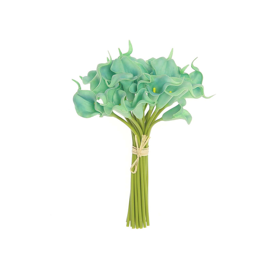 20 Stems | 14" Turquoise Artificial Poly Foam Calla Lily Flowers\