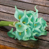 20 Stems | 14" Turquoise Artificial Poly Foam Calla Lily Flowers