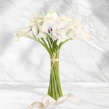 20 Stems | 14inch White/Purple Artificial Poly Foam Calla Lily Flowers