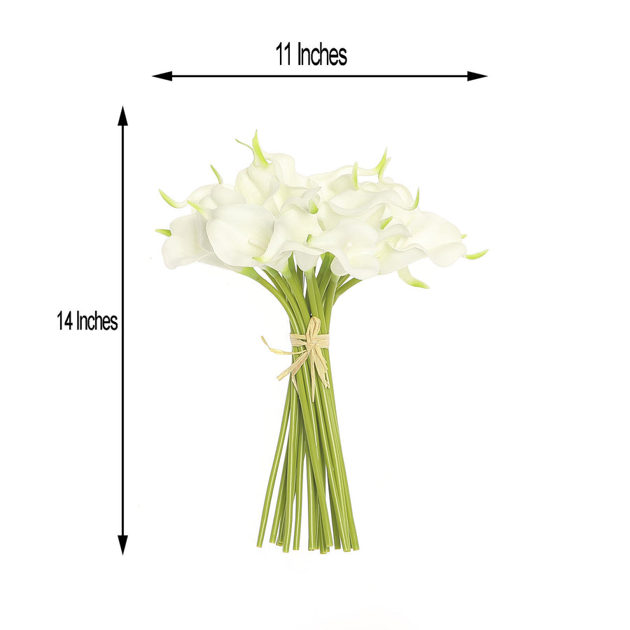 20 Stems | 14inch White Artificial Poly Foam Calla Lily Flowers