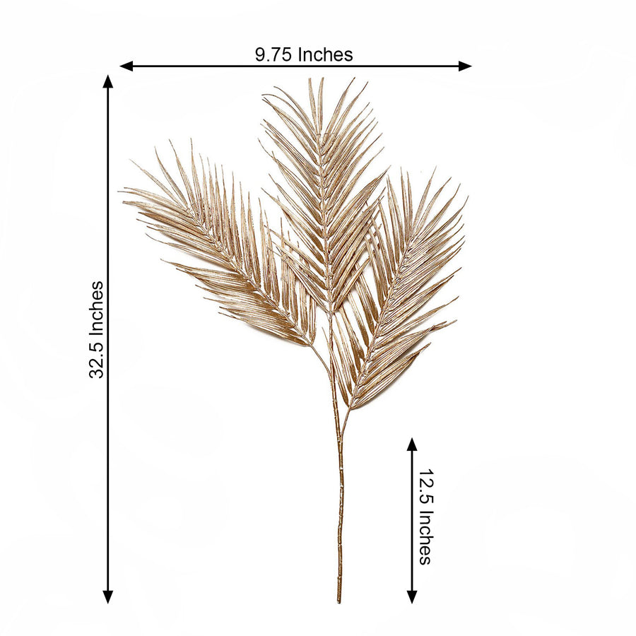 2 Stems | 32inch Metallic Gold Artificial Palm Leaf Branch Vase Filler