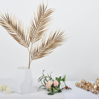 Add a Touch of Elegance with Metallic Gold Artificial Palm Leaf Branch