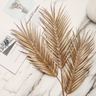 Enhance Your Decor with Metallic Gold Artificial Palm Leaf Branch