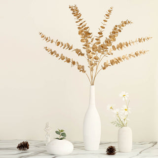 Enhance Your Decor with Gold Artificial Eucalyptus Leaf Branch Vase Filler