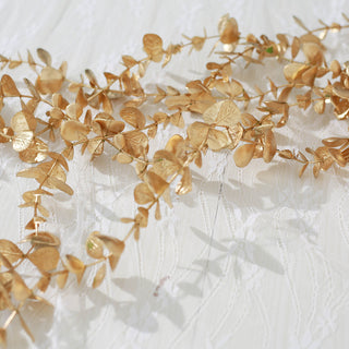 Create Stunning Event Decorations with Metallic Gold Artificial Eucalyptus Leaf Garland