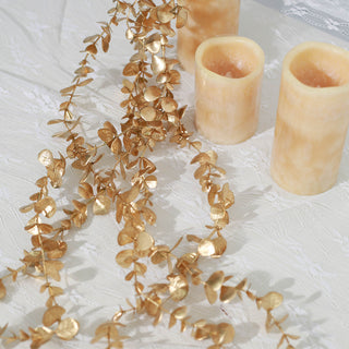 Add a Touch of Elegance to Your Venue with Metallic Gold Artificial Eucalyptus Leaf Garland