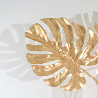 Bring Nature Indoors with Metallic Gold Monstera Leaf Branches