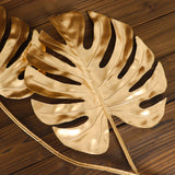 3 Pack | 29inch Metallic Gold Artificial Monstera Leaf Stems, Faux Palm Leaves#whtbkgd
