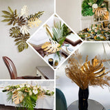 3 Pack | 29inch Shiny Golden Artificial Tropical Plant Palm Leaf Stems