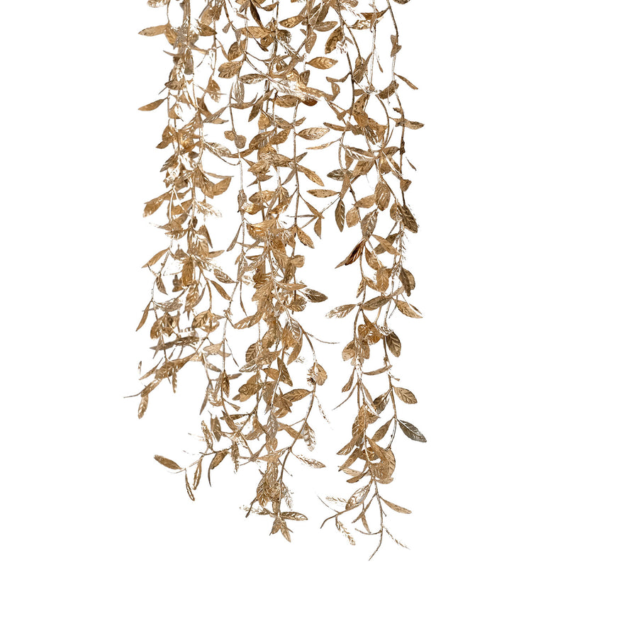 2 Pack | 41inch Metallic Gold Artificial Hanging Willow Leaf Stem Vines