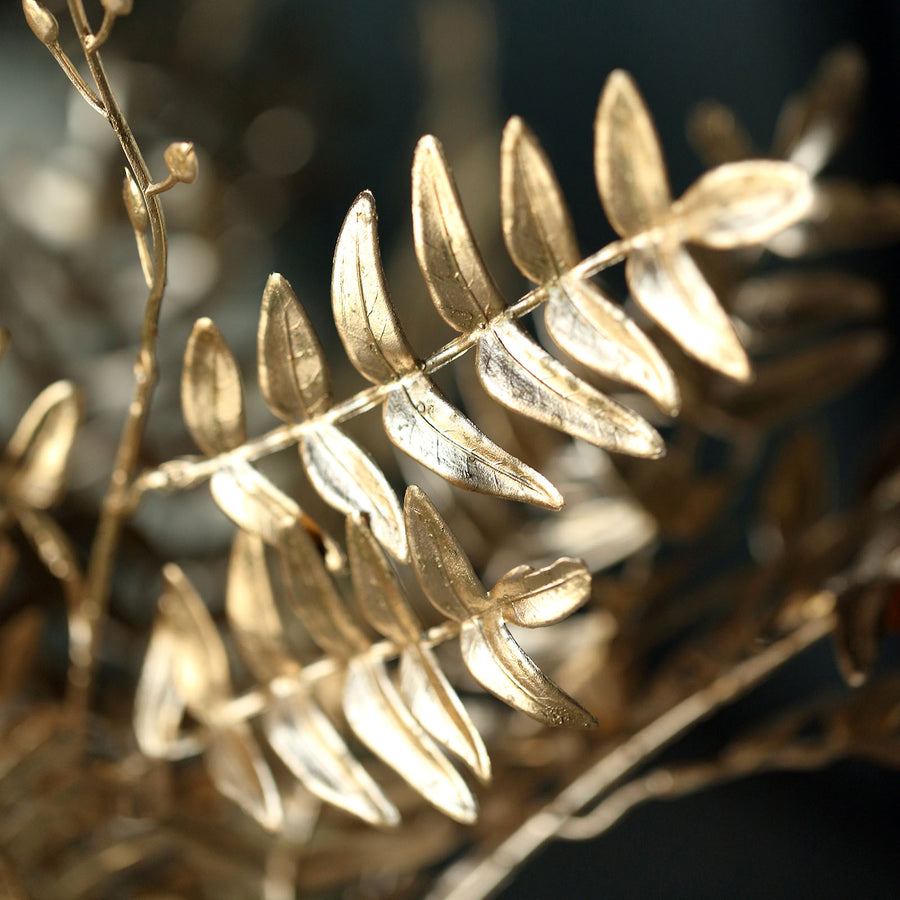 2 Pack | 21inch Metallic Gold Artificial Fern Leaf Bouquets#whtbkgd