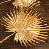 2 Pack | 34inch Metallic Gold Artificial Fan Palm Leaf Stems#whtbkgd
