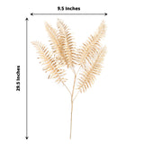 2 Pack | 29inch Metallic Gold Artificial Fern Leaf Stems, Faux Tropical Floral Arrangements