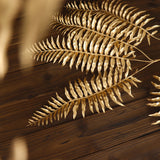2 Pack | 29inch Metallic Gold Artificial Fern Leaf Stems, Faux Tropical Floral Arrangements
