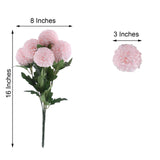 4 Bushes | Blush Rose Gold Artificial Silk Chrysanthemum Flowers, Faux Mums
