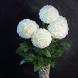 4 Bushes | Ivory Artificial Silk Chrysanthemum Flowers, Faux Mums